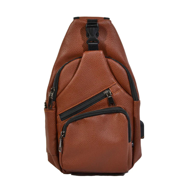 Anti-theft Leather Daypack Brown