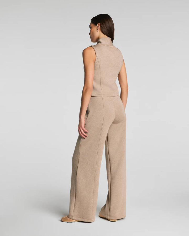 Spanx Shawl Collar Half Zip Jumpsuit - Dune Heather 1