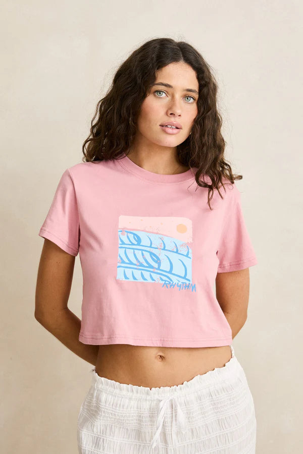 Rhythm Ocean Crop Crew Tee - Pink 4