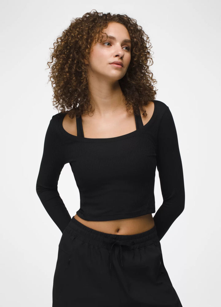 PrAna Women’s Send Off Long Sleeve Tee Black2