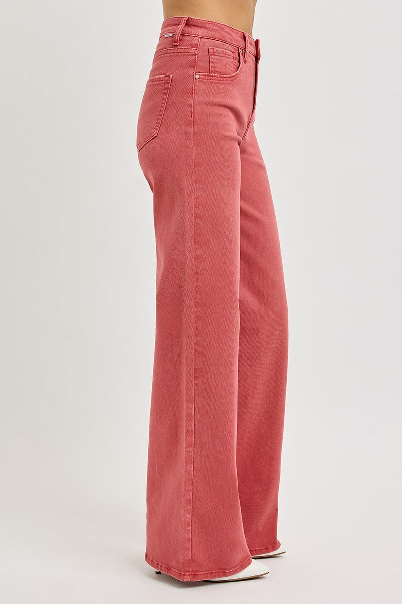 Risen Tummy Control High Rise Wide Pants Brick 4
