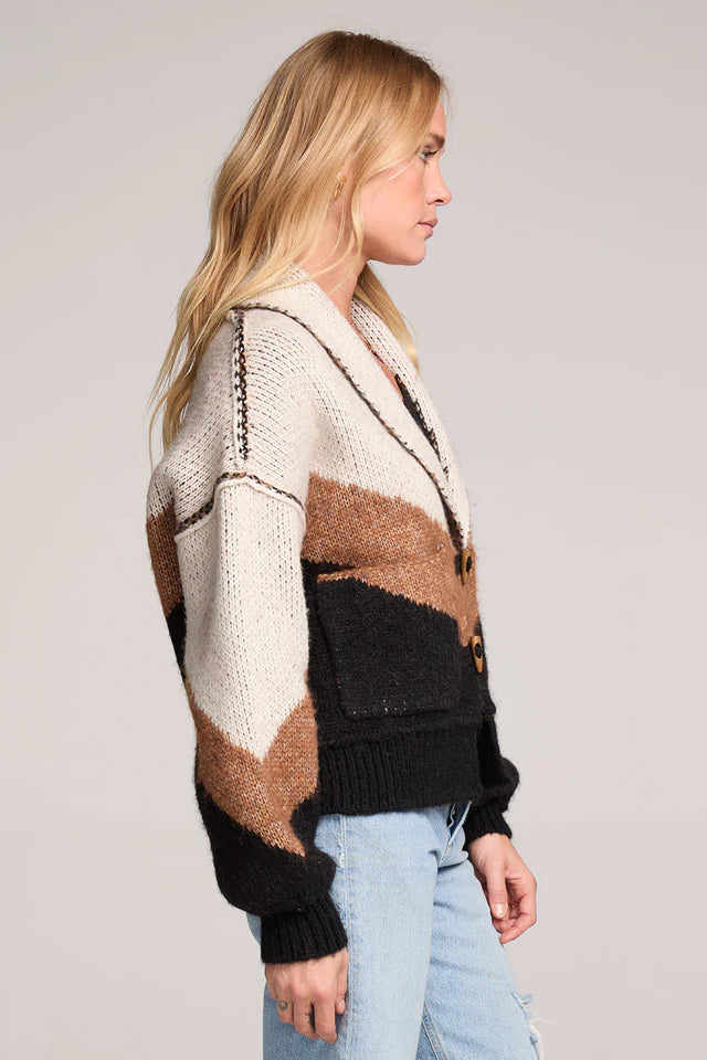 Saltwater Luxe Cain Natural Cardigan Sweater - side View