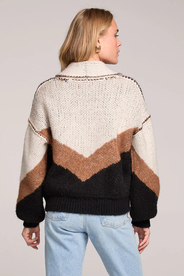 Saltwater Luxe Cain Natural Cardigan Sweater - Back View