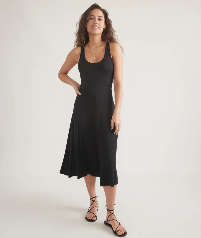 Women's Lexi Rib Fit And Flare Midi Dress | Black | Xl by Marine Layer Women's Lexi Rib Fit And Flare Midi Dress | Black | Xl by Marine Layer