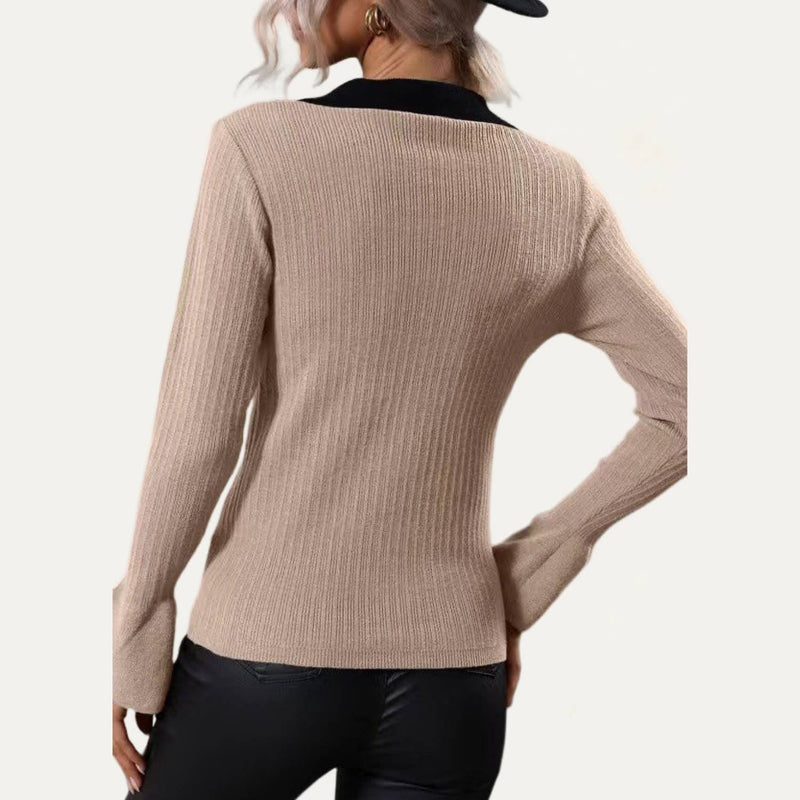 Stylish Collared Knit Top