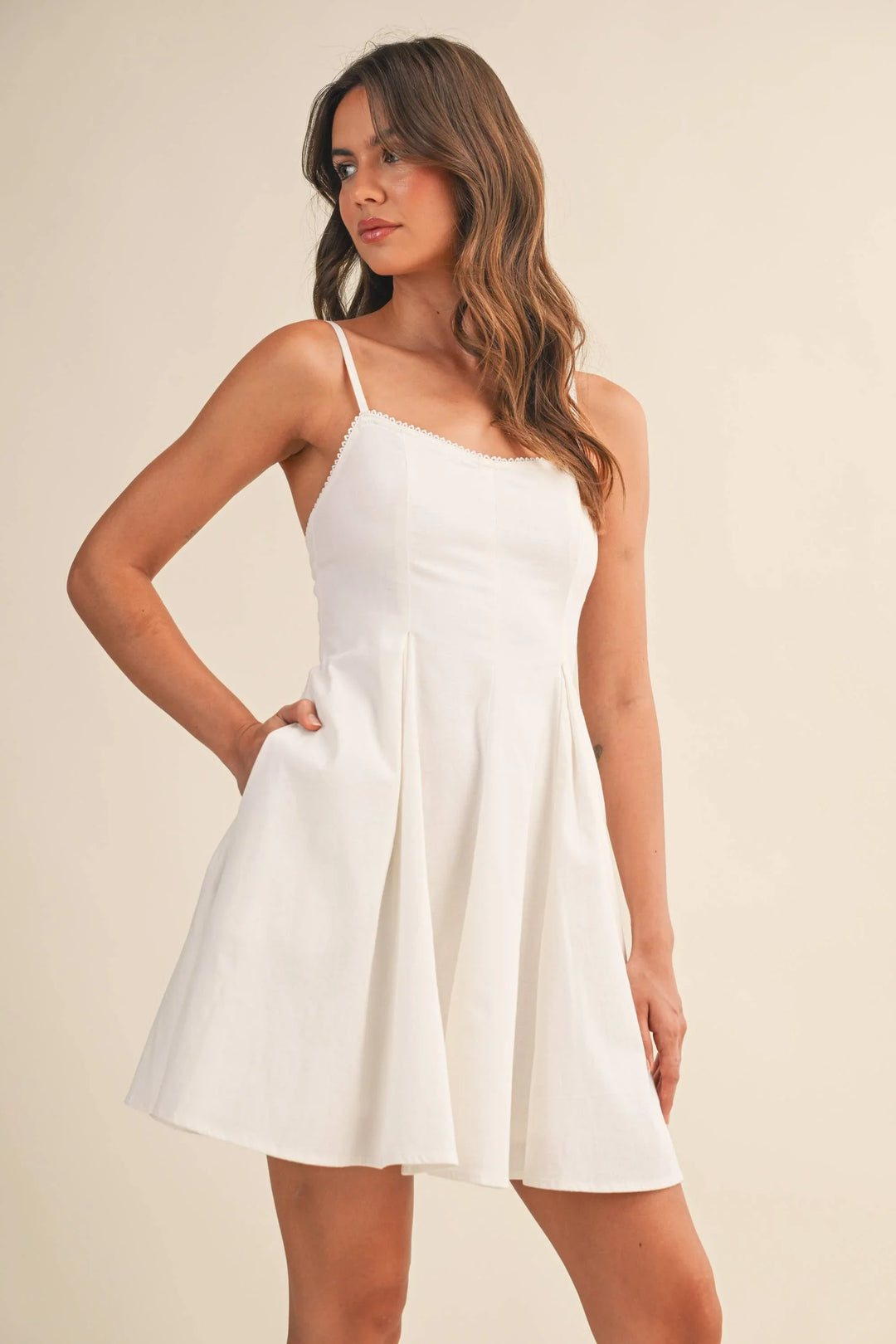 Klesis - Picot Lace Mini Dress, White / M Klesis - Picot Lace Mini Dress, White / M