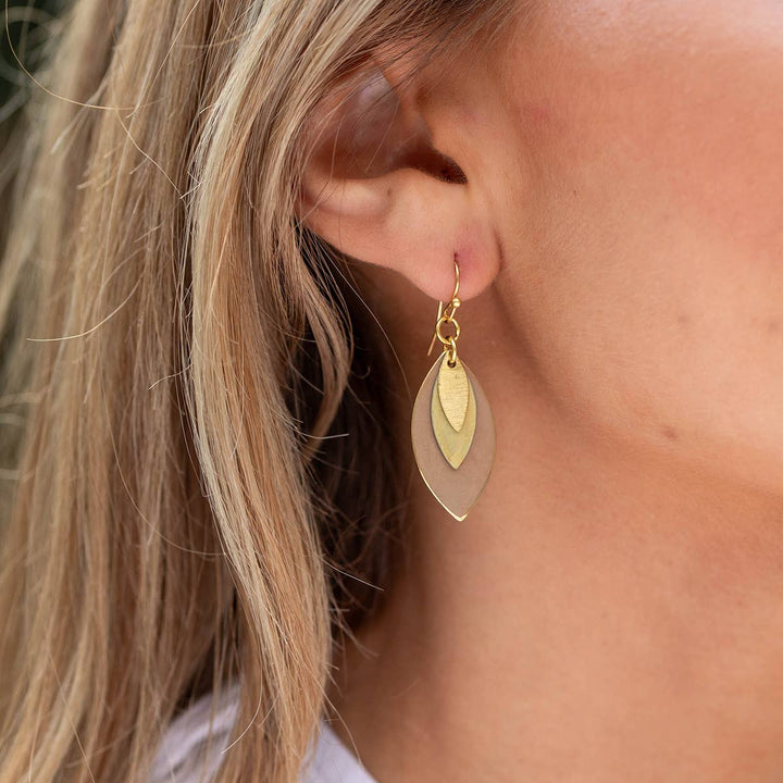 Anju Jewelry Brass Patina Layered Earrings – Brown &amp; Green 1