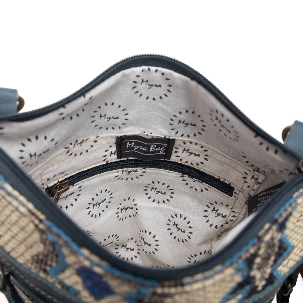 Myra Zephyr Mesa small crossbody bag - Styled On-Model View