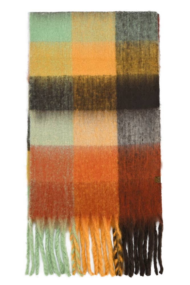 C.C Multi Color Block Plaid Scarf