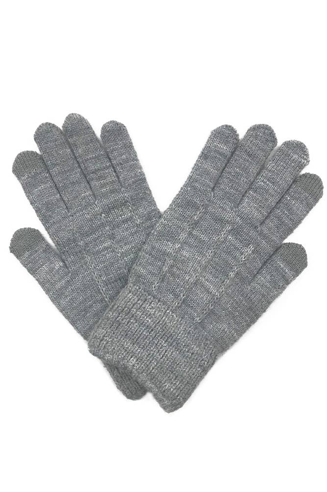 Color Knitted Touch Screen Gloves Grey