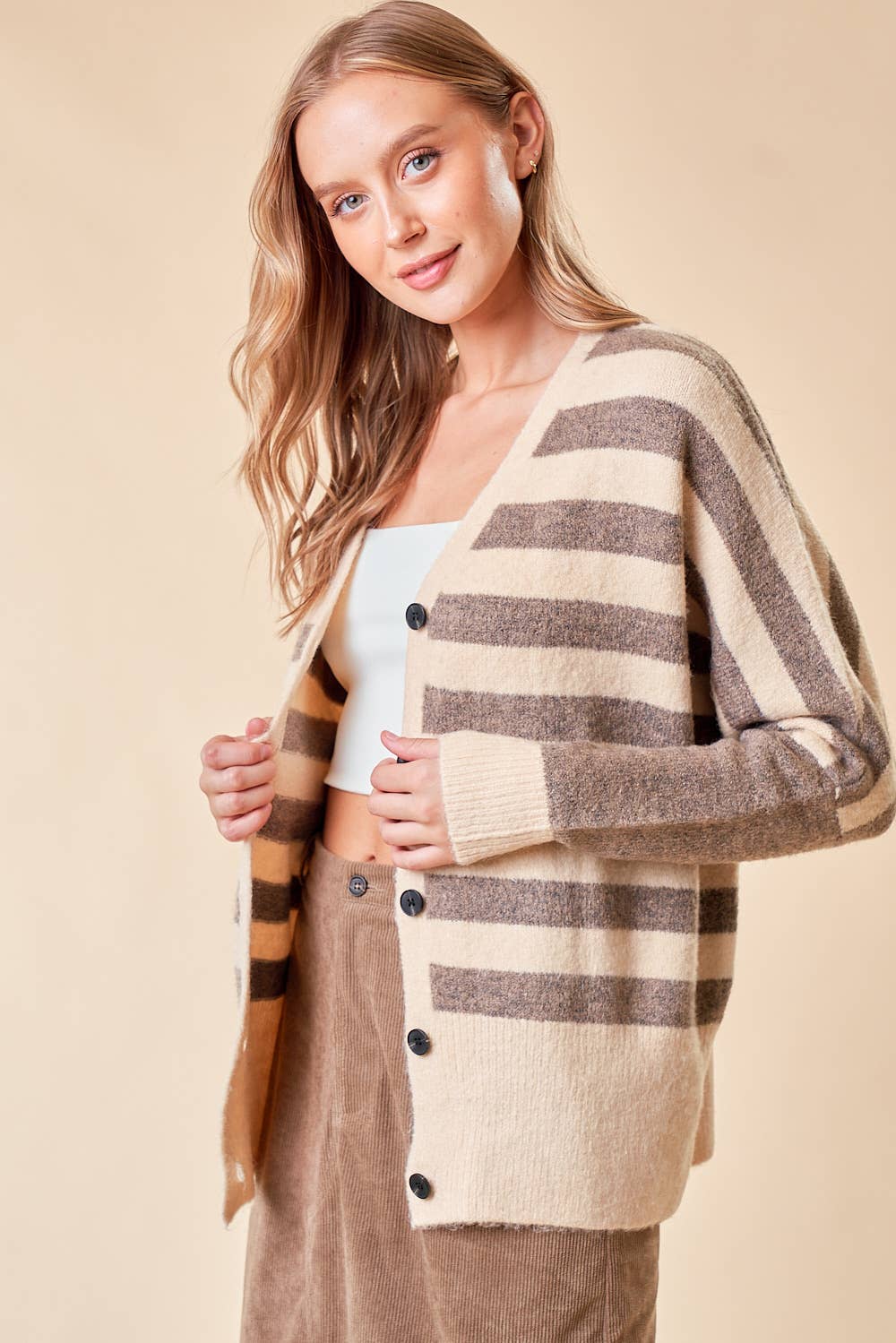 Striped Sweater Cardigan1