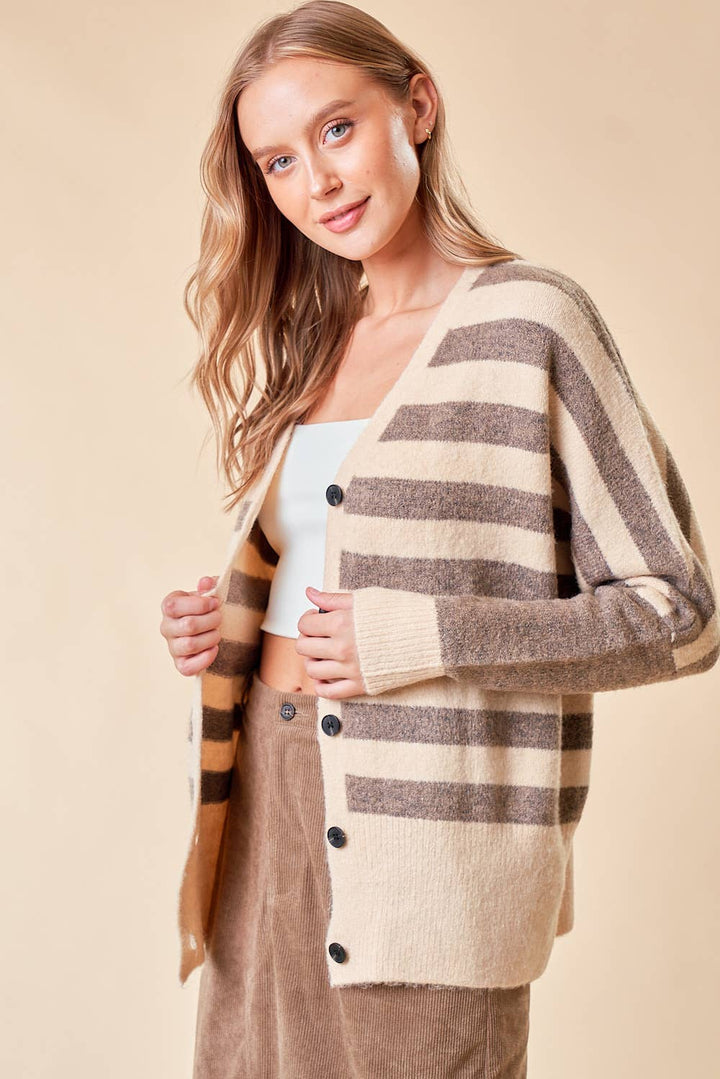 Striped Sweater Cardigan1