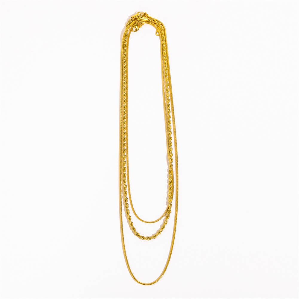 18K Gold Triple Layered Necklace – Tarnish-Free Stainless Steel | JOSSLYN 1