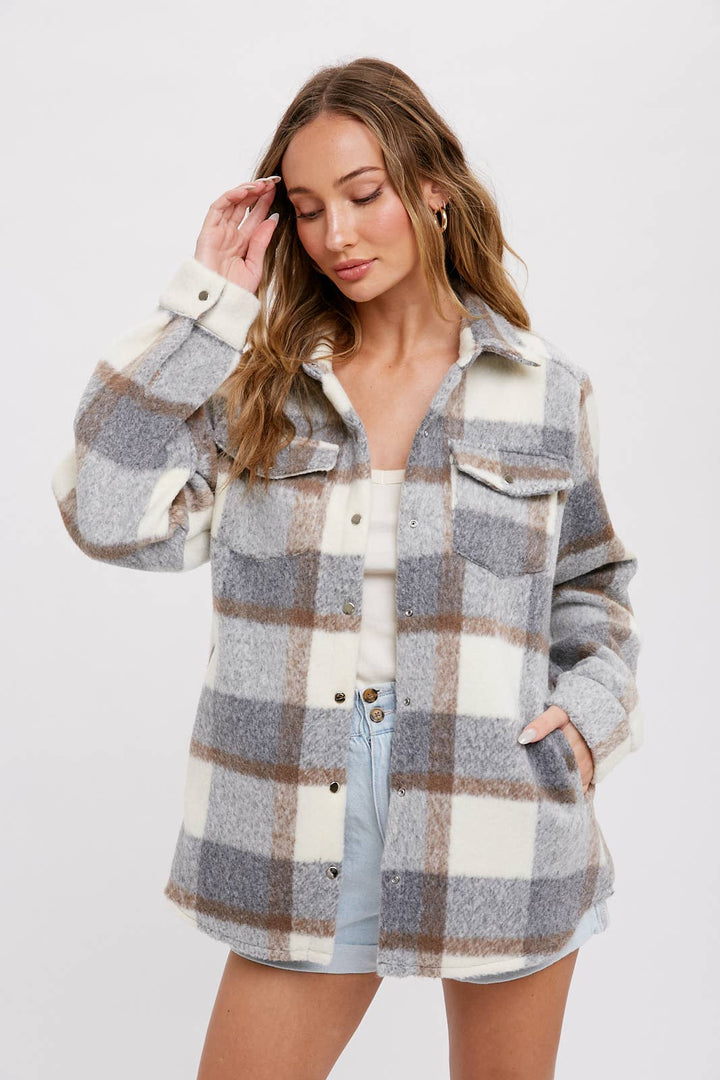 Plaid Brushed Flannel Shacket2