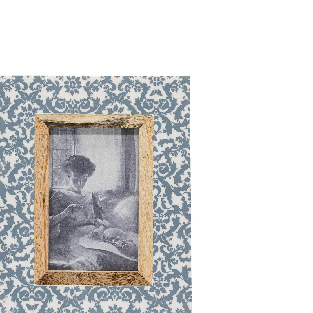 Foreside Home &amp; Garden - 4x6 Photo Sylvie Damask Picture Frame Wood Blue