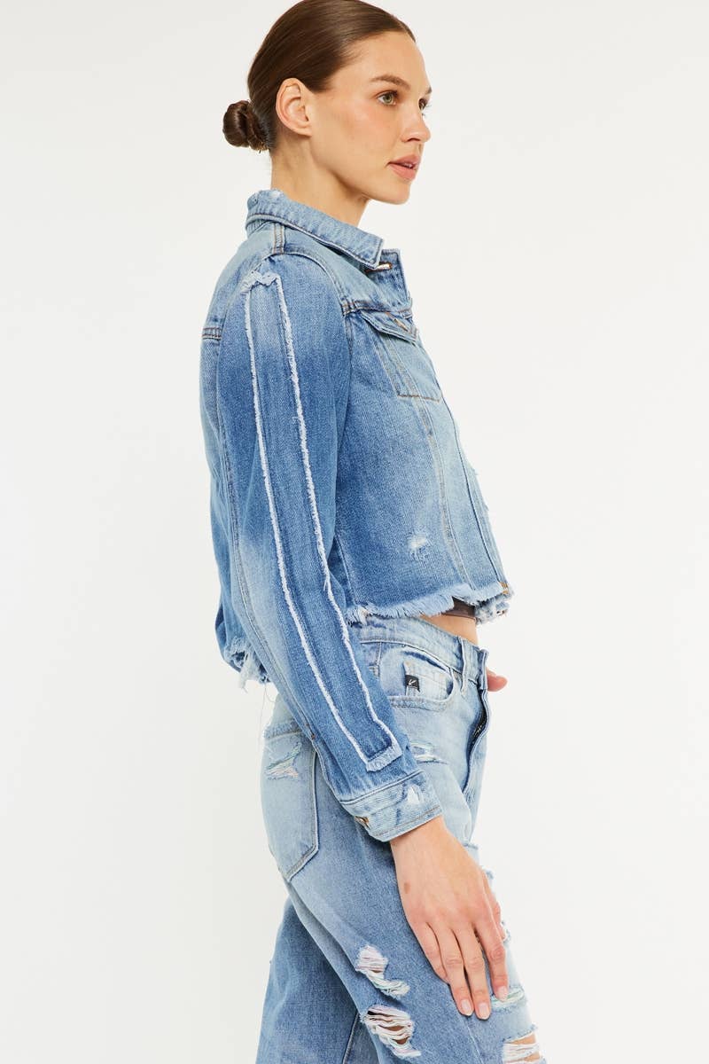 Kan Can USA Destructed Denim Jacket in Medium Wash 5