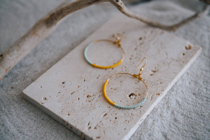 Ocean Drift Boho Beaded Hoop Earrings