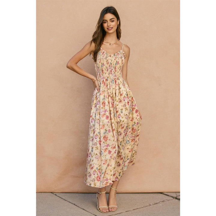 Dress Forum Peche Smocked Fit And Flare Midi Dress Pink 5