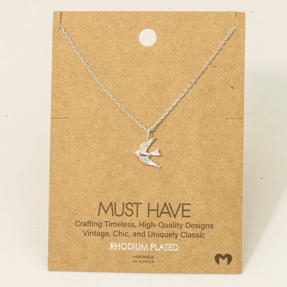 Gold Flying Bird Pendant Necklace sil