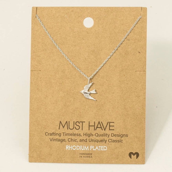 Gold Flying Bird Pendant Necklace sil