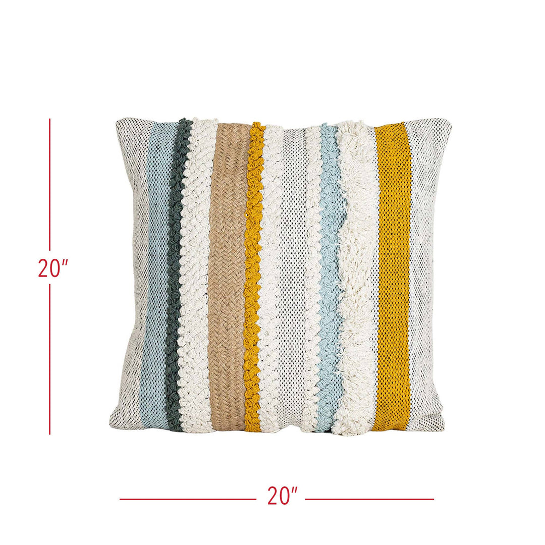 Aba 20x20 Striped Fringed Throw Pillow Mustard 4