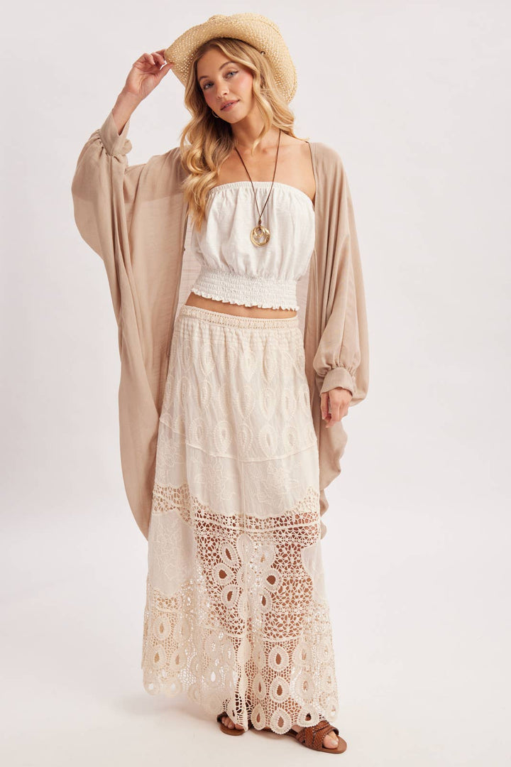 Bluivy Boho Crochet Maxi Skirt - Natural