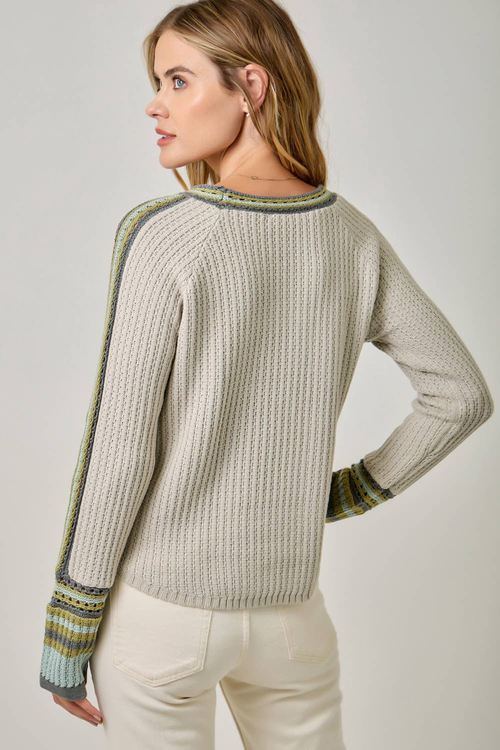 Mystree Raglan-Sleeve Sweater Top - Stone  3
