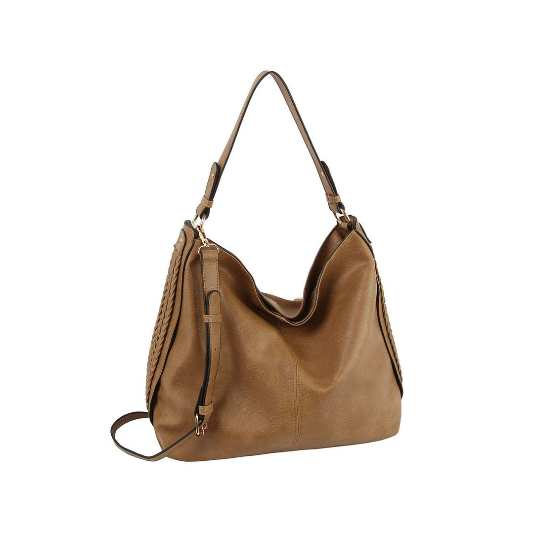 Braided Side Detail Hobo Bag tan