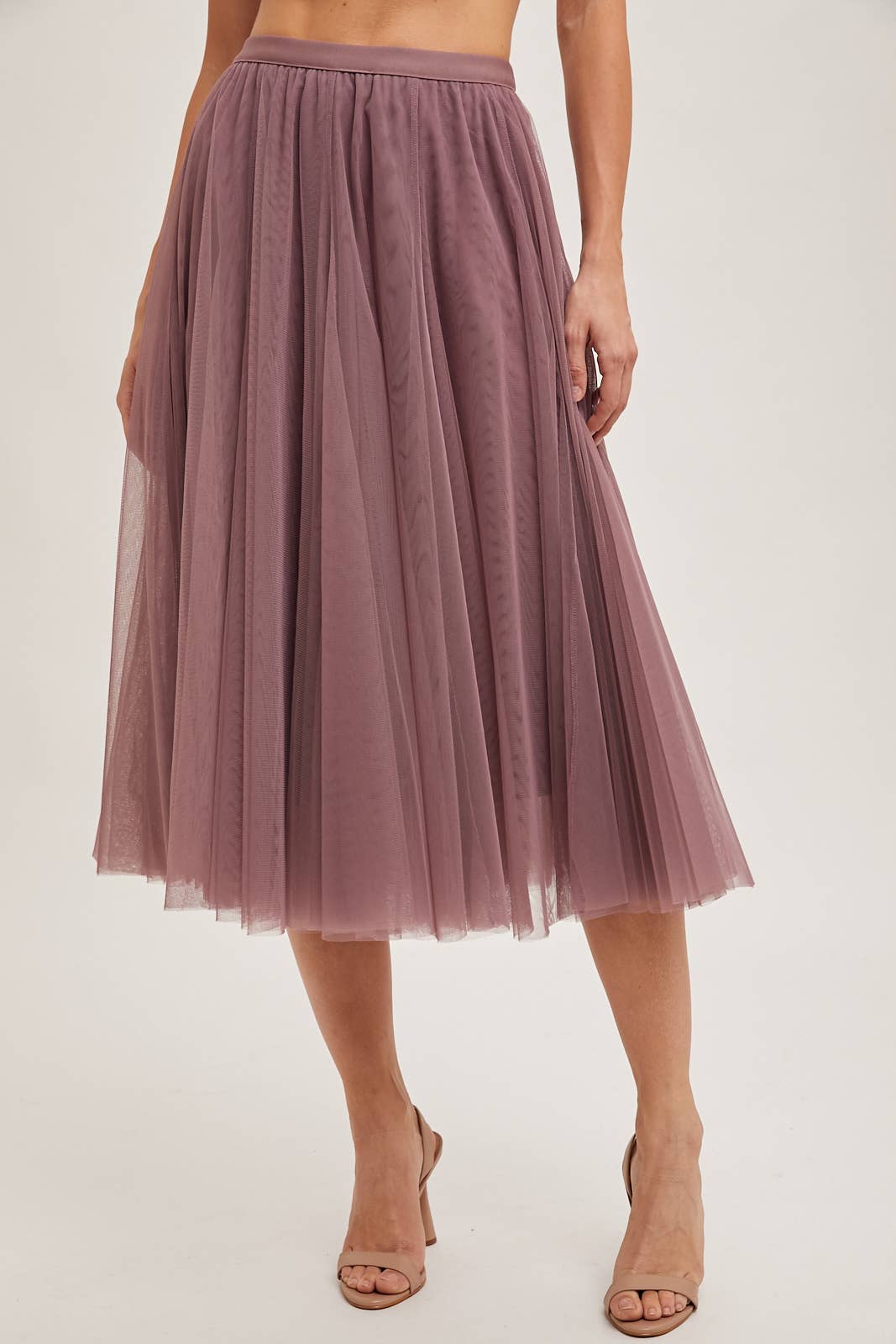 Bluivy Tulle Midi Skirt mauve
