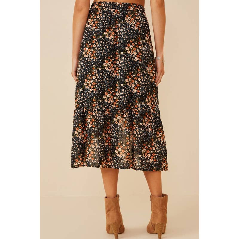 Lemon Tree - Womens Textured Floral Print Asymmetric Midi Skirt3
