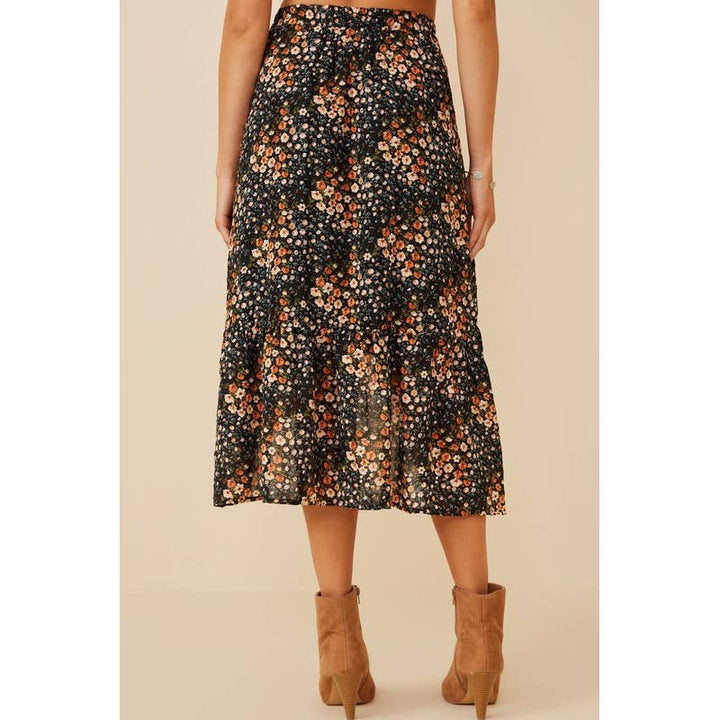 Lemon Tree - Womens Textured Floral Print Asymmetric Midi Skirt3