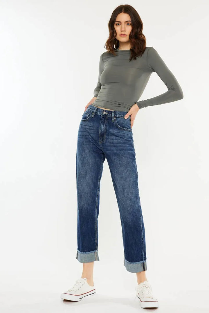 Kan Can High Rise Cuffed Jeans