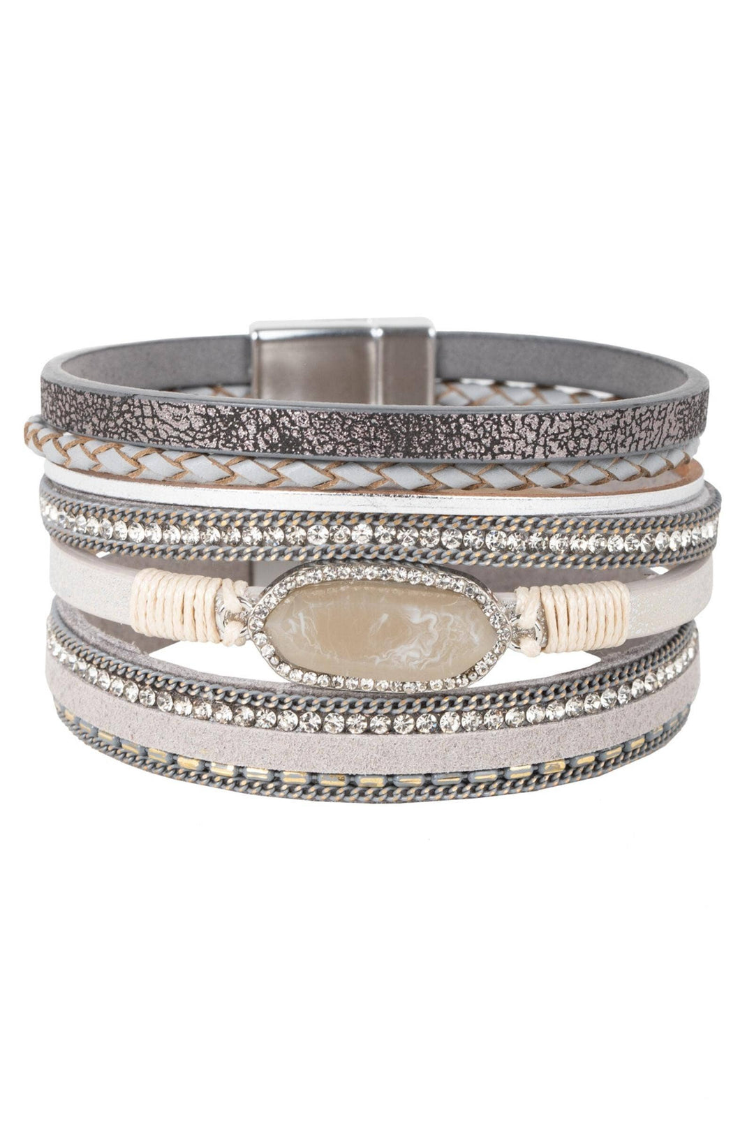 Saachi Reno Resin Stone Leather Bracelet