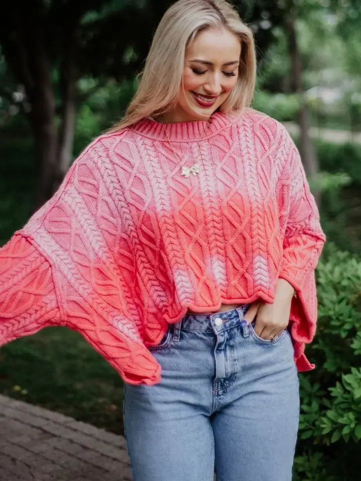 Katydid Pink Slouchy Oversized Cable Knit Sweater3