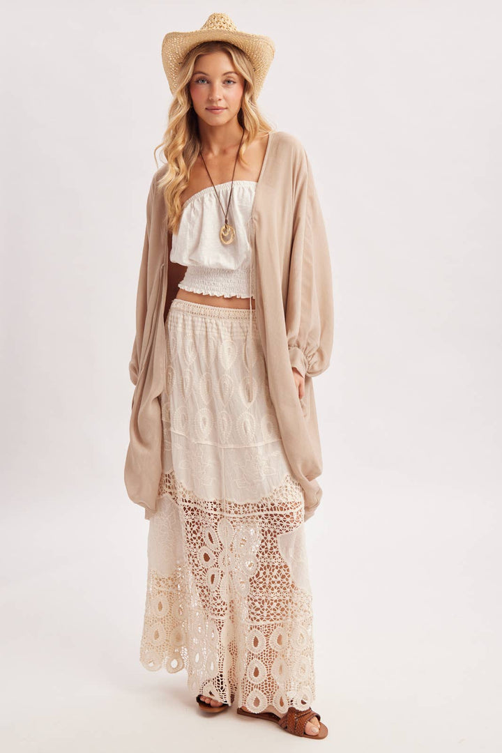 Bluivy Boho Crochet Maxi Skirt - Natural