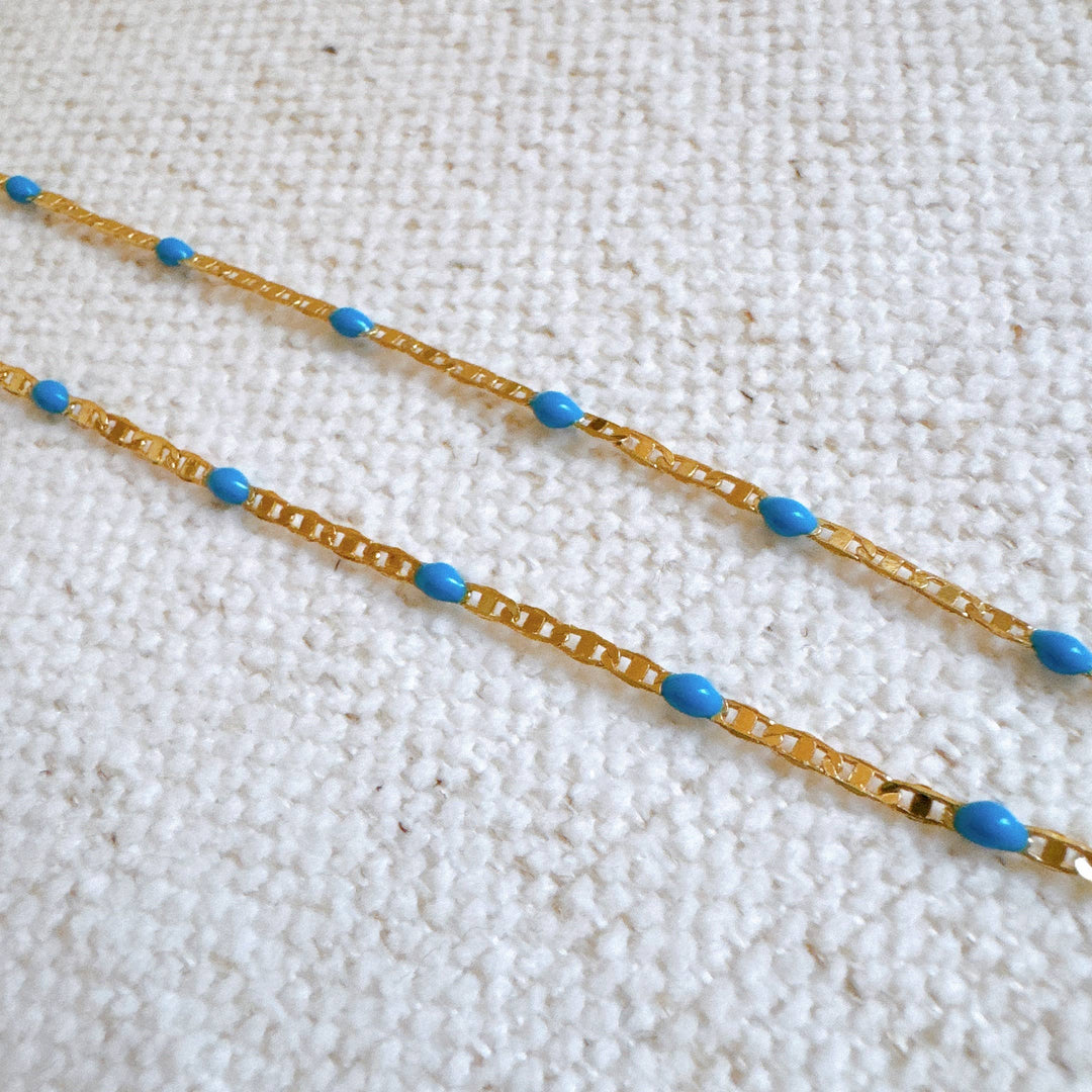 Ellison+Young - Color Pop Enamel Chain Necklace blue
