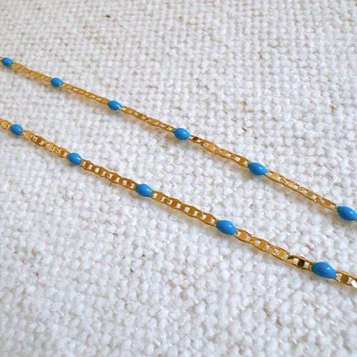 Ellison+Young - Color Pop Enamel Chain Necklace blue