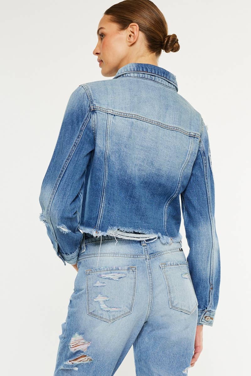 Kan Can USA Destructed Denim Jacket in Medium Wash 6
