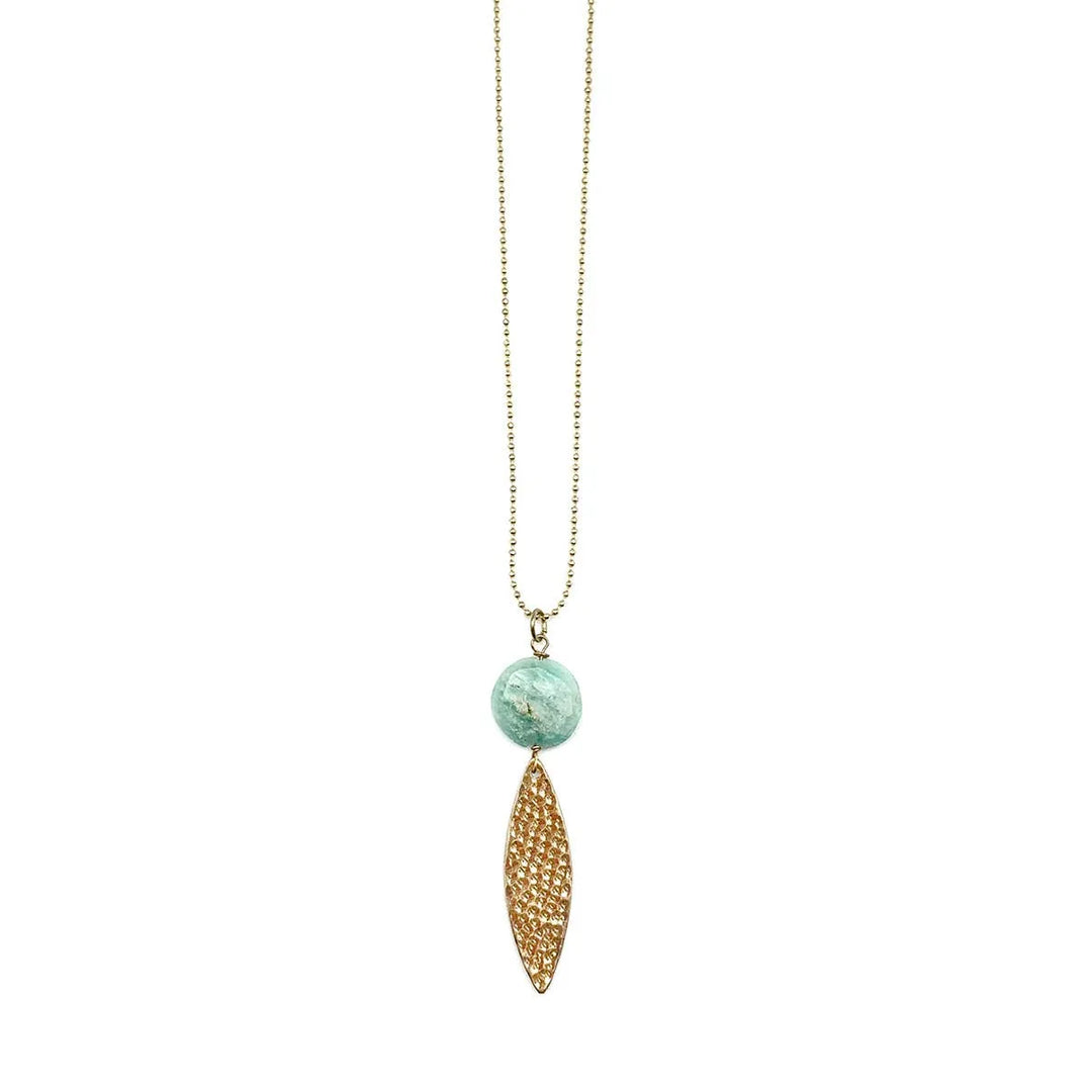 Akriti Gold and Medium Faceted Amazonite Necklace - Shop Emma's 