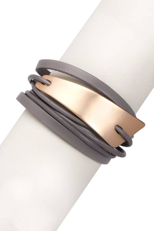 Saachi Absolute Zero Metallic Plated Leather Cuff Bracelet