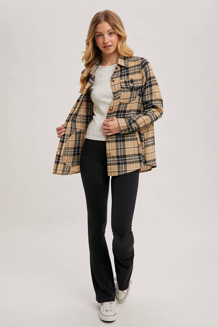 Bluivy - Flannel Plaid Shacket taupe 6