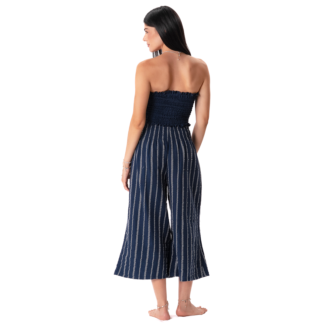 Lotus and Luna - Navy Sailor Stripe Lagoon Cropped Pants 2