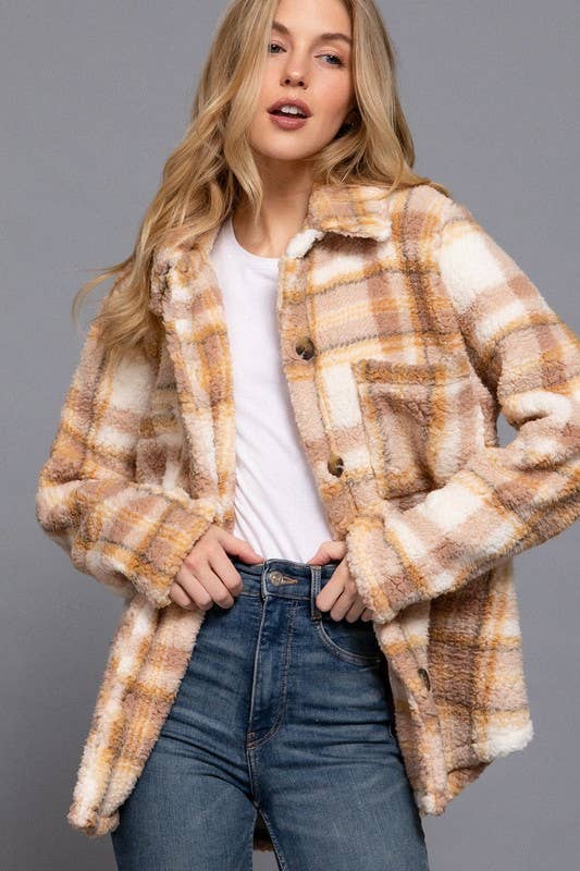 Oversize Print Faux Fur Shacket