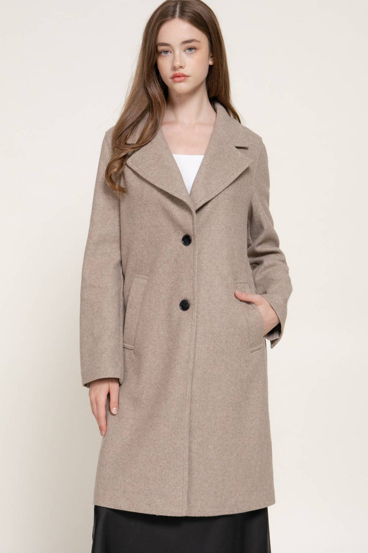 Active Basic - Long Sleeve Soft Long Coat in Oatmeal 1