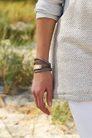 Saachi Absolute Zero Metallic Plated Leather Cuff Bracelet