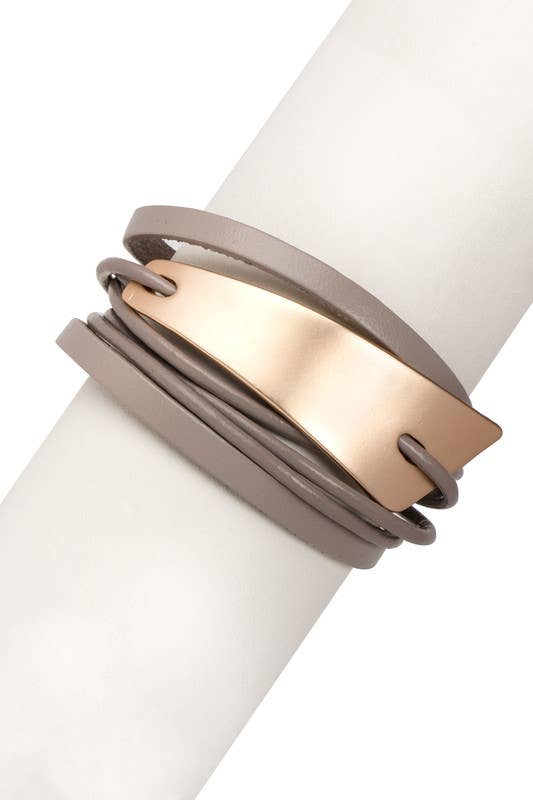 Saachi Absolute Zero Metallic Plated Leather Cuff Bracelet