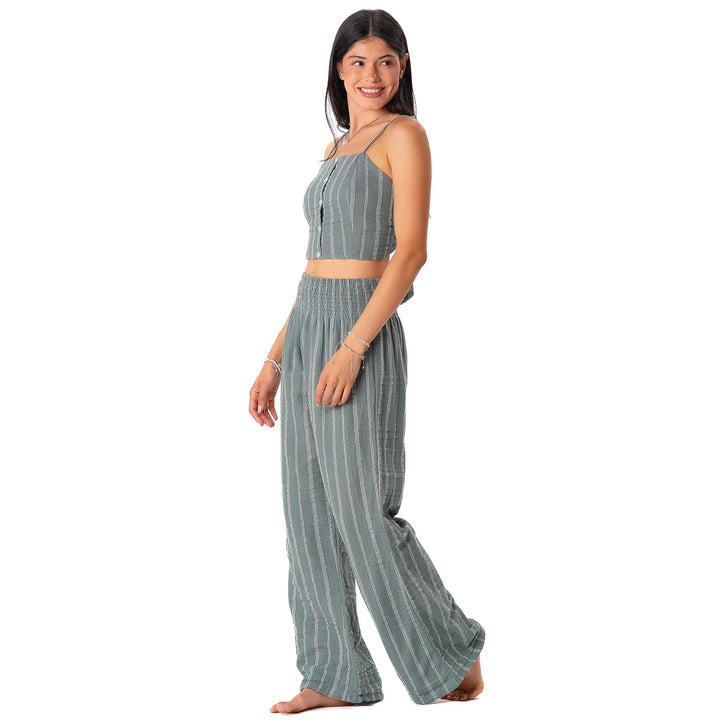 Lotus and Luna - Sage Sailor Stripe Wide Leg Pants 2