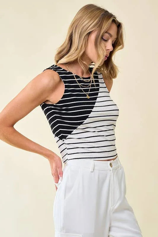 Mixed Stripe Knit Top