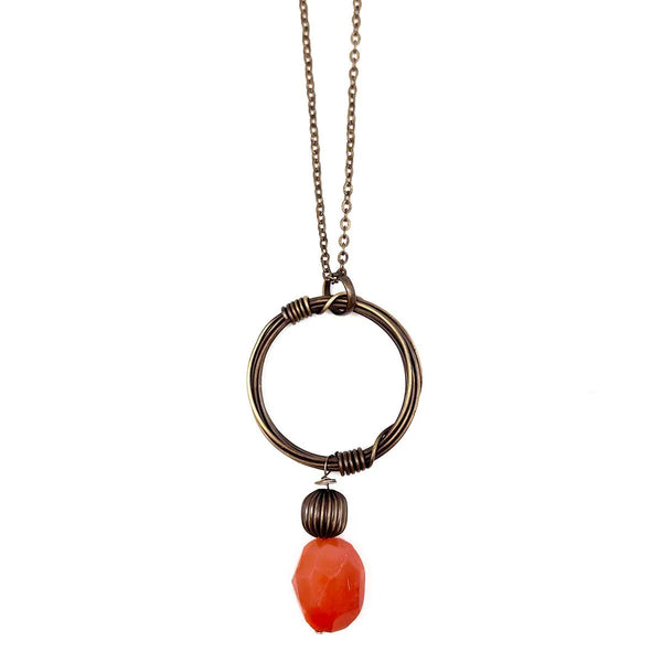 Banjara Antiqued Ring Necklace with Carnelian Stone - Shop Emma's 