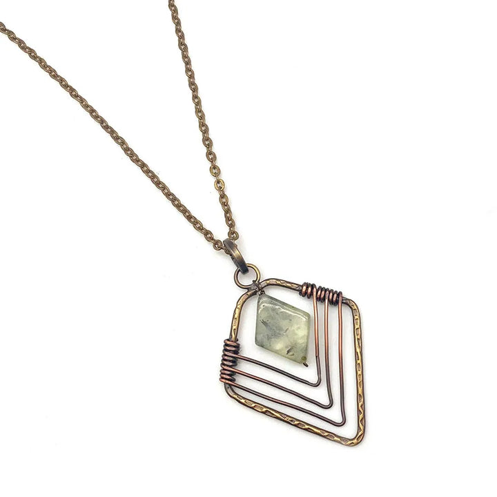 Banjara Prehnite Diamond Shaped Necklace - Shop Emma&